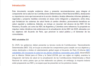 Recomendaciones de salud en las Contribuciones Determinadas a Nivel Nacional (NDC) para América Latina