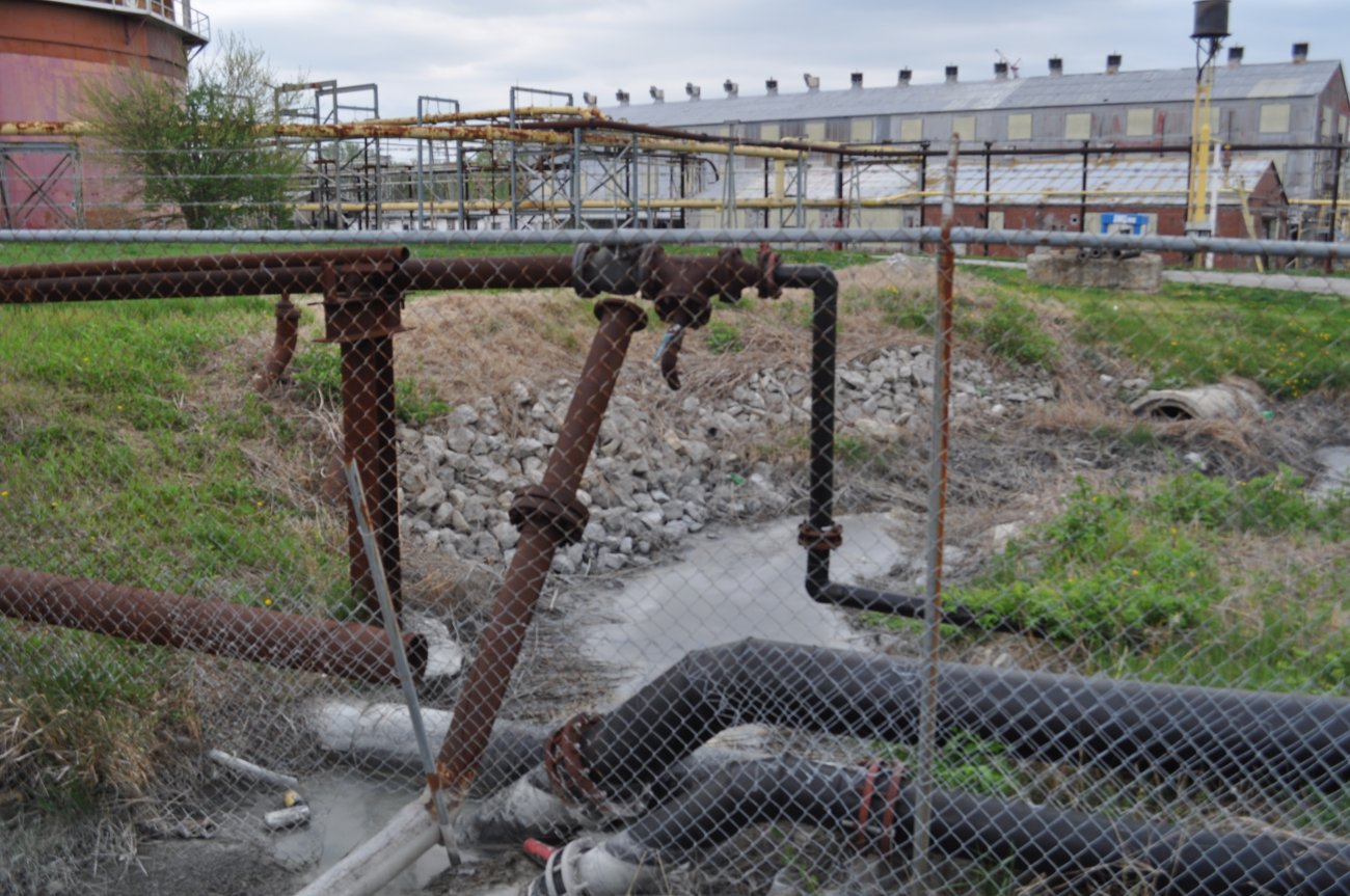 Rusting Pipes on Bells Lane near waste pond